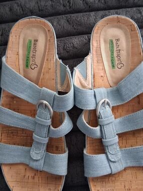 BareTraps Light Blue Multi-Strap Cork Footbed Sandals